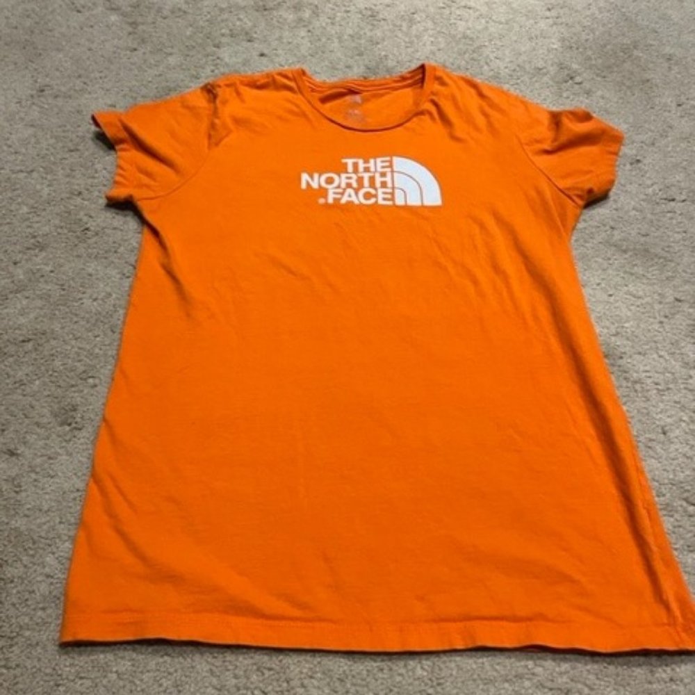 Women's The North Face Orange White Half Dome T-Shirt Cotton Size M